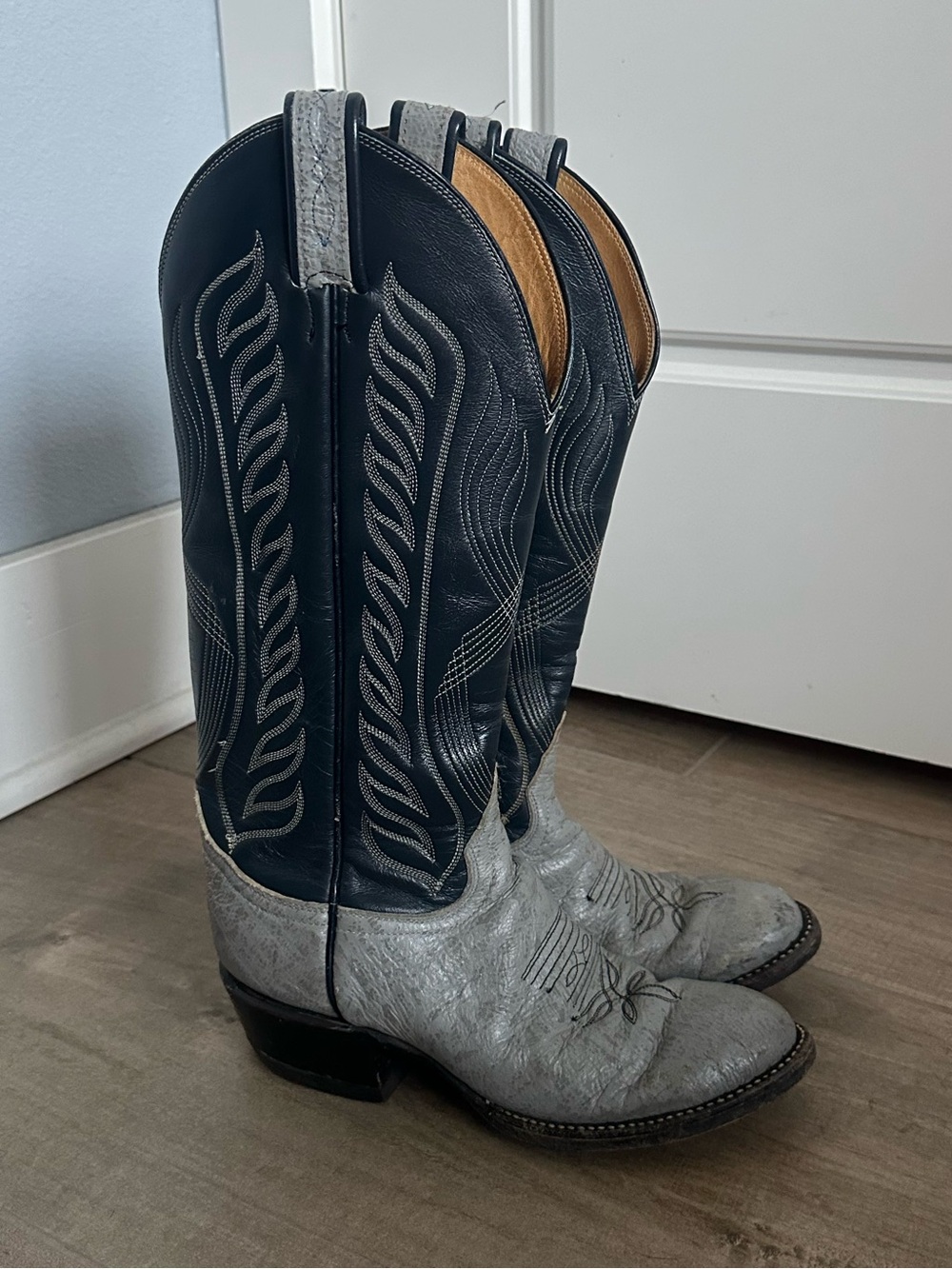 Tony Lama Vintage Two Tone Exotic Antelope Leather Cowboy Boots